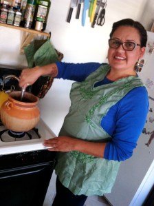 Cooking beans in my Tita's mandil